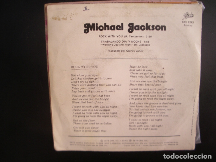 Discos de vinilo: MICHAEL JACKSON- ROCK WITH YOU. SINGLE. - Foto 2