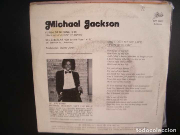 Discos de vinilo: MICHAEL JACKSON- FUERA DE MI VIDA. SINGLE. - Foto 2