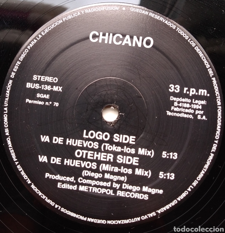 Discos de vinilo: Chicano - Va de huevos - Foto 2