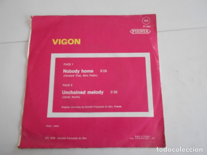 Discos de vinilo: VIGON-SINGLE NOBODY HOME - Foto 2