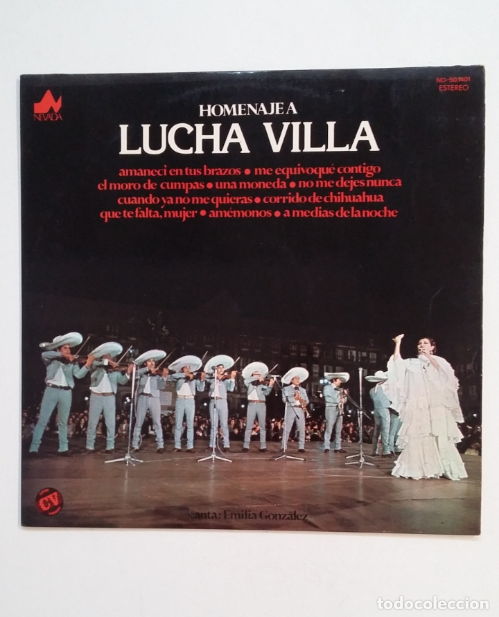 Disques de vinyle: HOMENAJE A LUCHA VILLA. CANTA EMILIA GONZALEZ. LP. TDKDA59