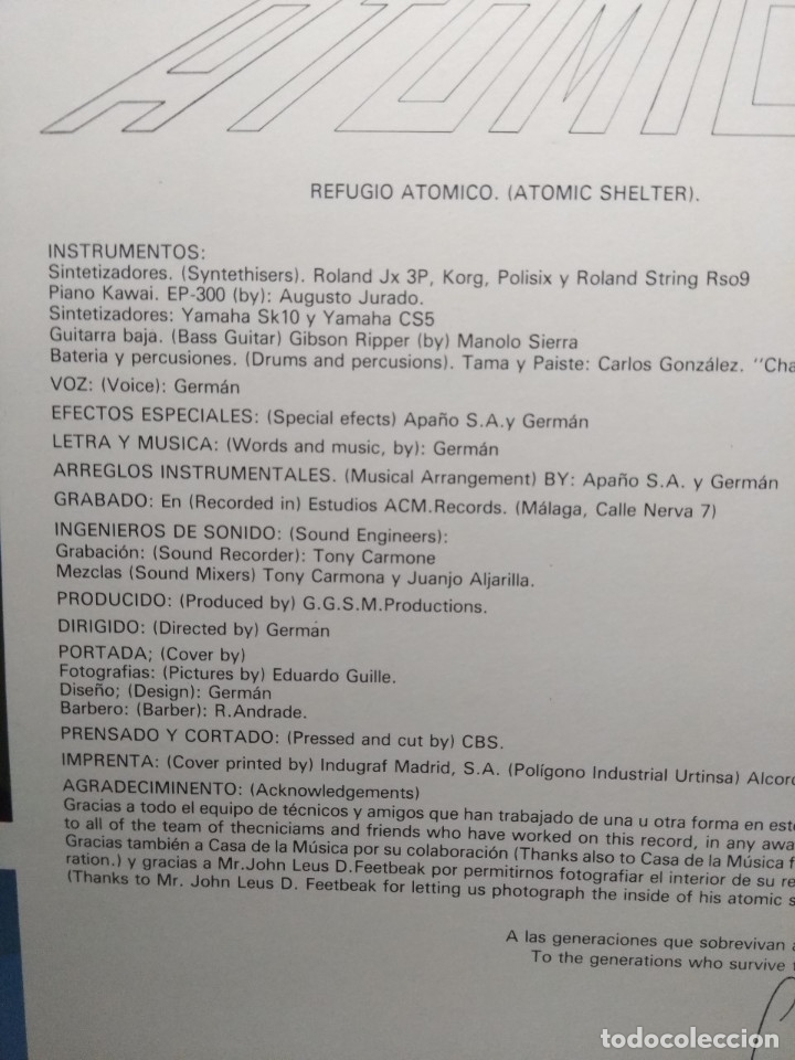 Discos de vinilo: MAXI SINGLE GERMAN : REFUGIO ATOMICO ( ATOMIC SHELTER ) - Foto 2
