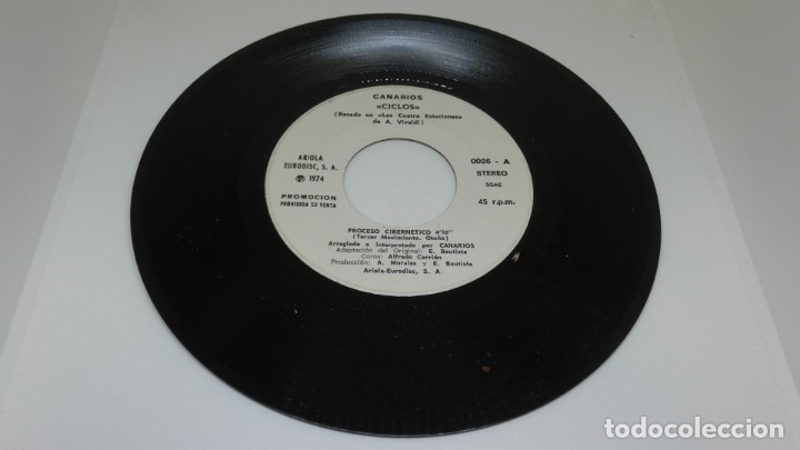 Discos de vinilo: DISCO SINGLE VINILO . CANARIOS . CICLOS .PROCESO CIBERNETICO - Foto 4