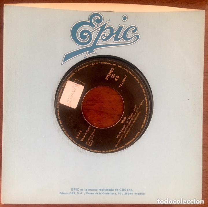 Discos de vinilo: Rico. Rico. Promo. Single 7&rsquo;. - Foto 2