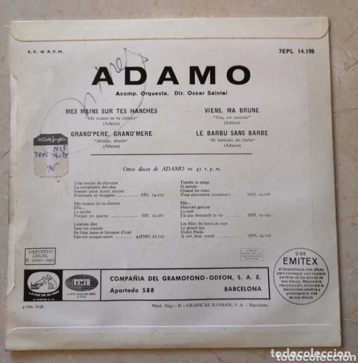 Discos de vinilo: ADAMO vinilo single Vintage - Foto 2