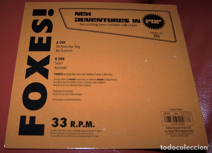 Discos de vinilo: FOXES! - THE PANDA BEAR SONG +3 EP. 7&rdquo; - Foto 2