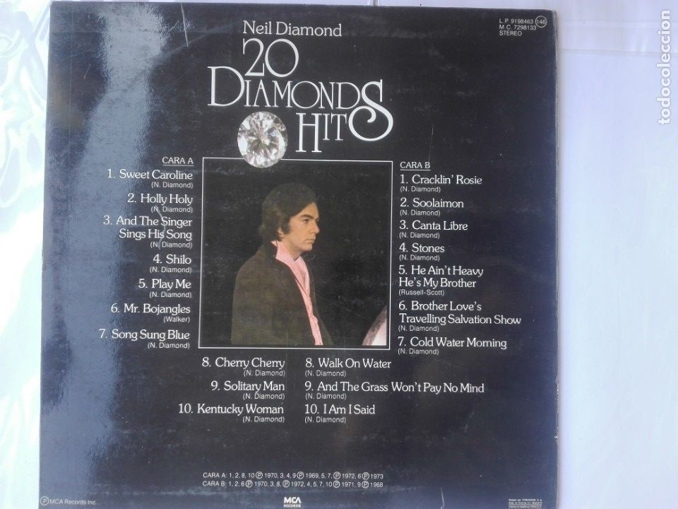 Discos de vinilo: NEIL DIAMOND 20 DIAMOND HITS -MCA RECORDS# - Foto 2