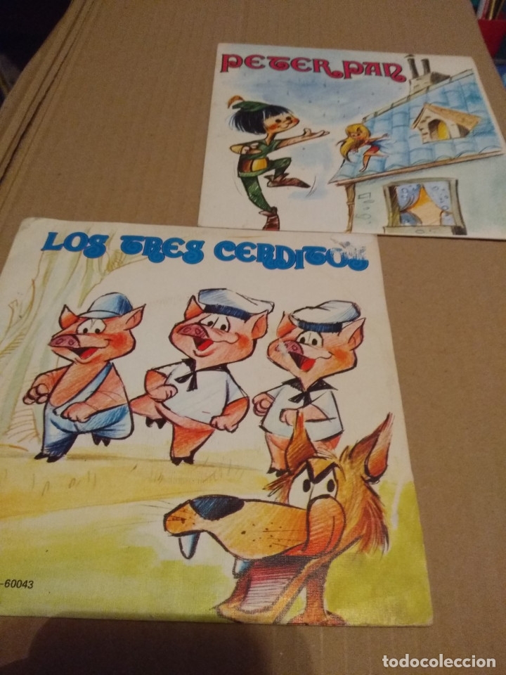 Discos de vinilo: 2 CUENTO DISCOS : LOS 3 CERDITOS + PETER PAN - Foto 1