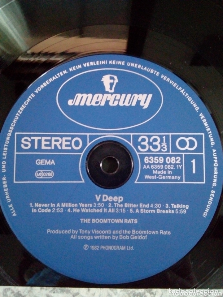 Discos de vinilo: The Boomtown Rats - V deep, Phonogram, 1982,.Germany. - Foto 4
