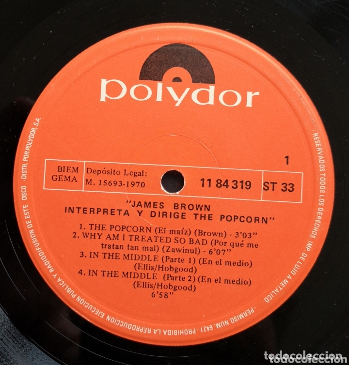 Discos de vinilo: JAMES BROWN INTERPRETA Y DIRIGE THE POPCORN - Foto 2