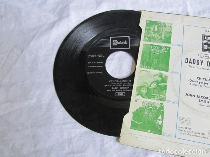 Discos de vinilo: Single vinilo Chick a Boom, Daddy Dewdrop 1971 Promo - Foto 3