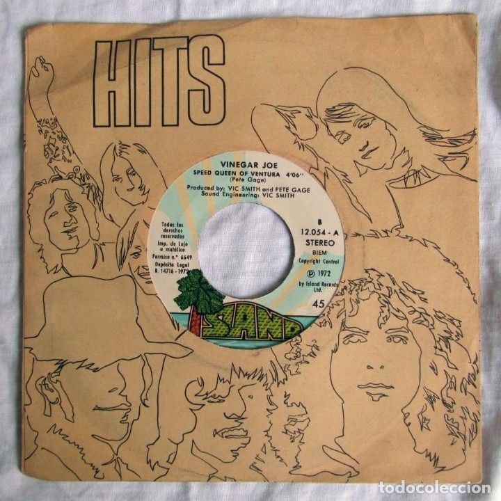 Vinyl records: Single vinilo promo Vinegar Joe Never met a dog, speed queen of ventura 1972