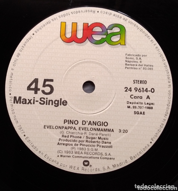 Discos de vinilo: Pino Dangio - Evelonpappa, evelonmamma - Foto 3