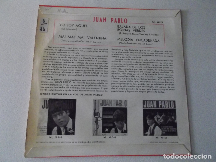 Discos de vinilo: juan pablo, yo soy aquel,+ 3 ep, 1966 - Foto 3