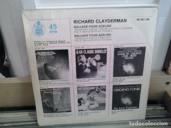 Discos de vinilo: LMV - Richard Clayderman. Hispavox 1977, ref. 45-1612 - Foto 2