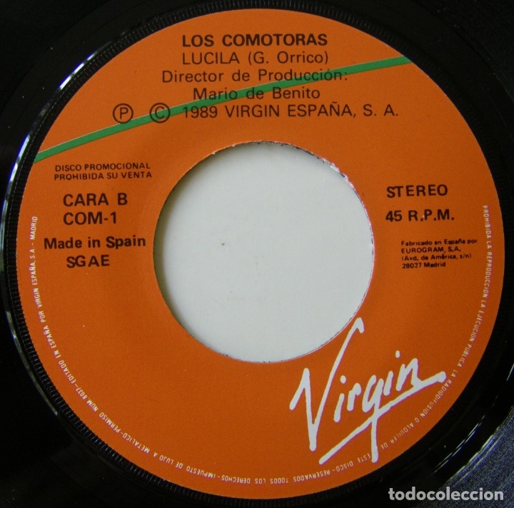 Discos de vinilo: Loscomotoras, En Ella No Pensar&eacute;, Virgin-COM-1 - Foto 4