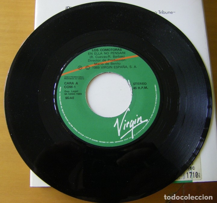 Discos de vinilo: Loscomotoras, En Ella No Pensar&eacute;, Virgin-COM-1 - Foto 5
