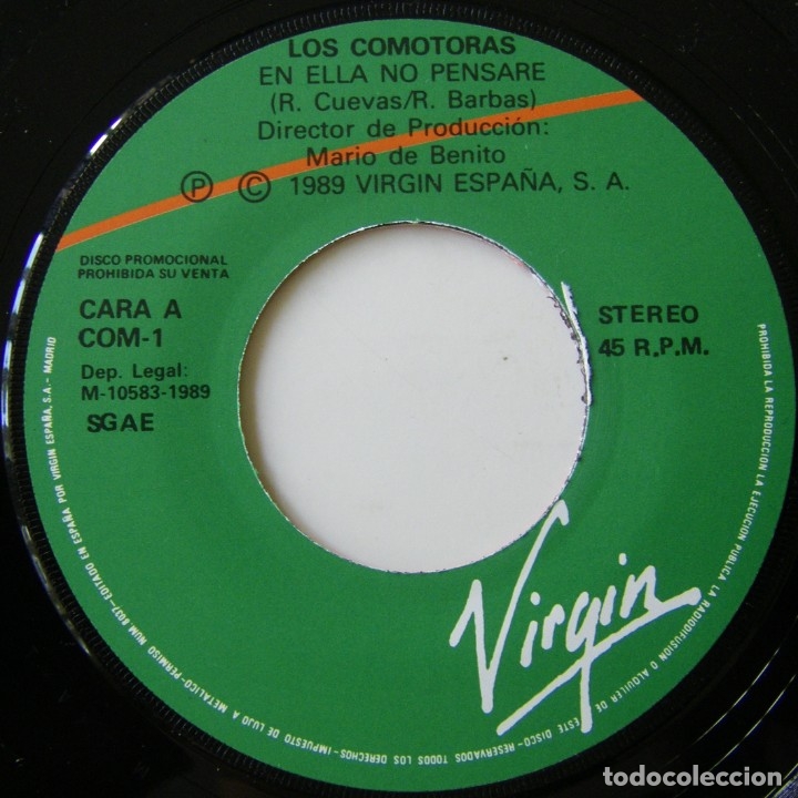 Discos de vinilo: Loscomotoras, En Ella No Pensar&eacute;, Virgin-COM-1 - Foto 6