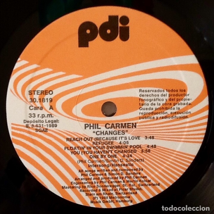Discos de vinilo: PHIL CARMEN : CHANGES [PDI - ESP 1989] LP - Foto 4