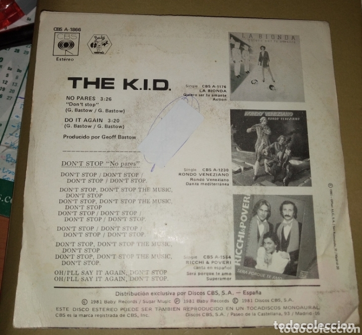 Discos de vinilo: The K.I.D. - No pares - Foto 3