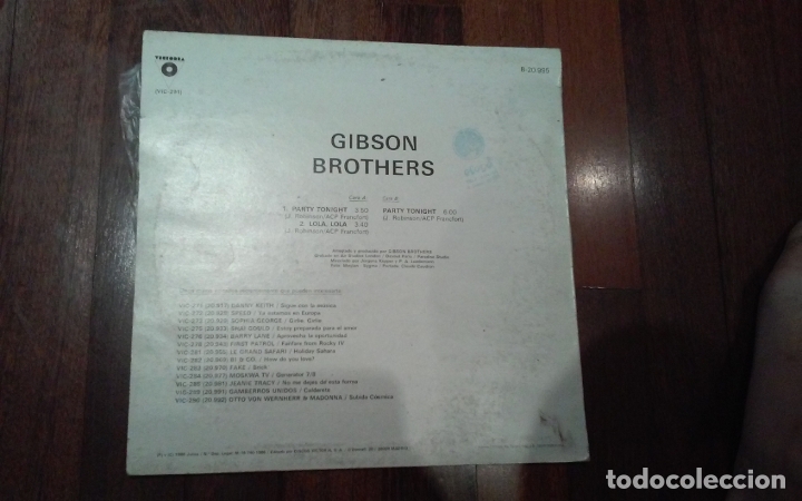 Discos de vinilo: Gibson brothers-party tonight.maxi - Foto 2