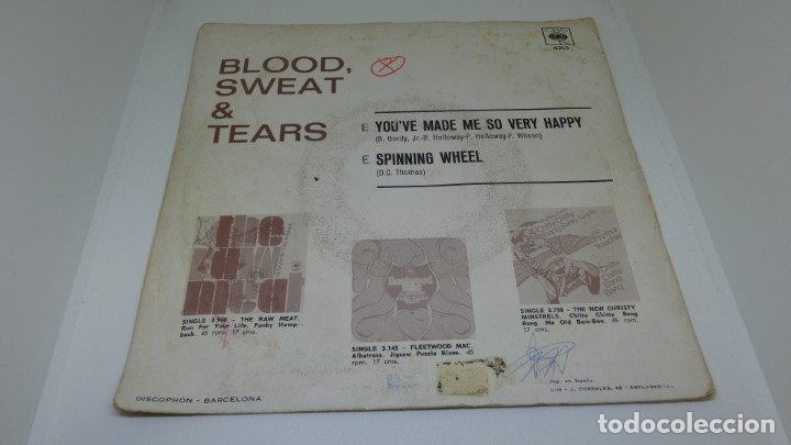 Discos de vinilo: DISCO SINGLE VINILO BLOOD , SWEAT AND TEARS . - Foto 2