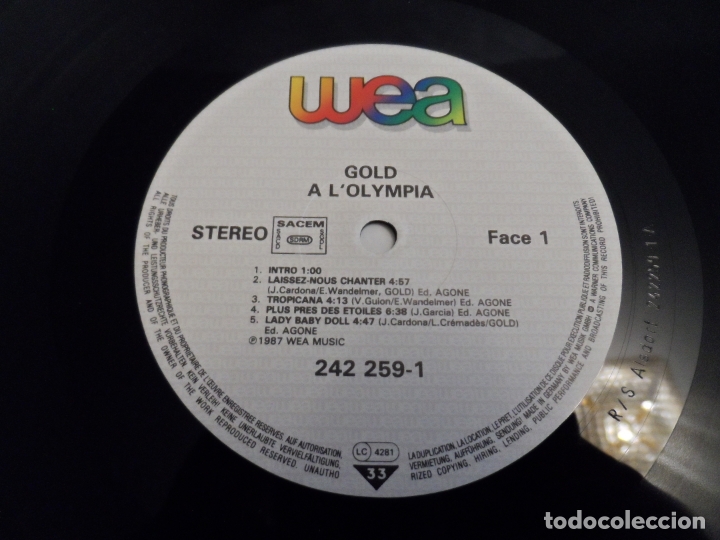 Discos de vinilo: GOLD - A L&acute;OLYMPIA - Foto 4