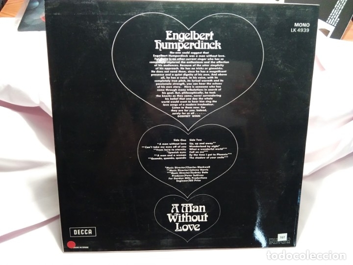 Discos de vinilo: LP &ndash; ENGELBERT HUMPERDINCK &ndash; A MAN WITHOUT LOVE - Foto 2