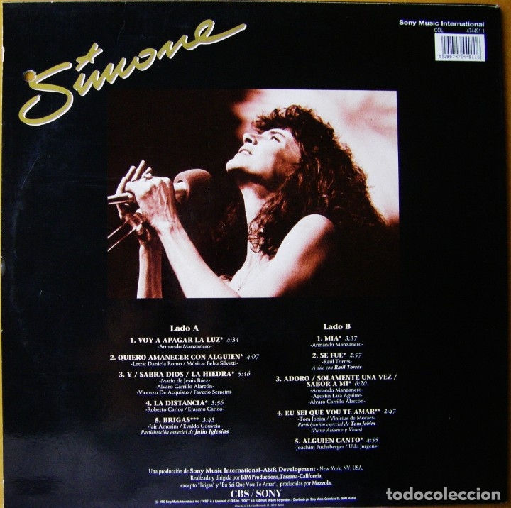 Discos de vinilo: Simone, La Distancia, CBS/Sony-COL 474491 1 - Foto 2
