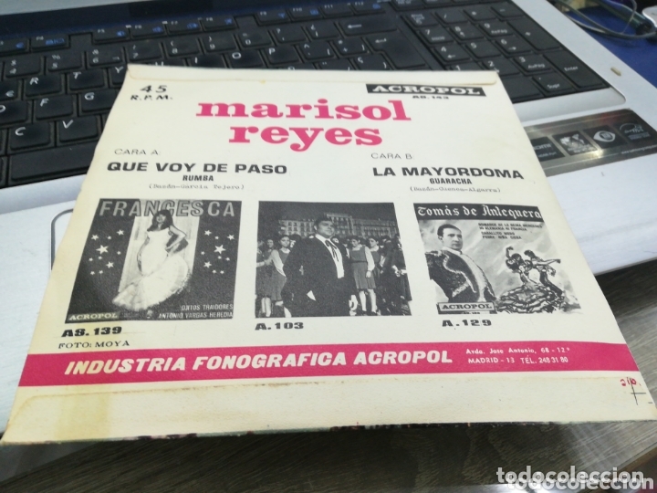 Discos de vinilo: Marisol reyes single que voy de paso acropol 1970 - Foto 2