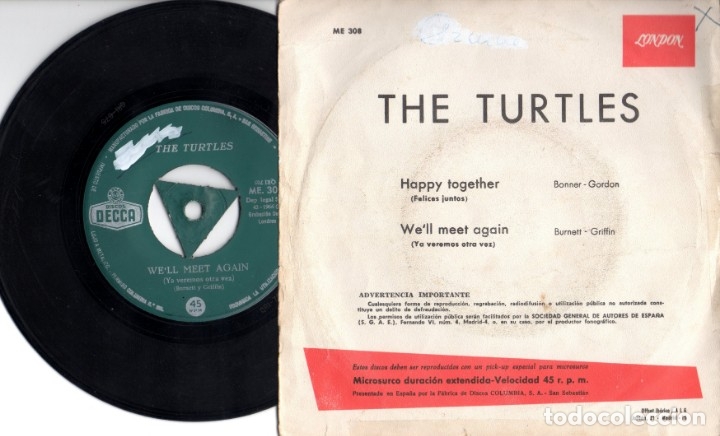 Discos de vinilo: Turtles - Happy together / Well meet again - Foto 2