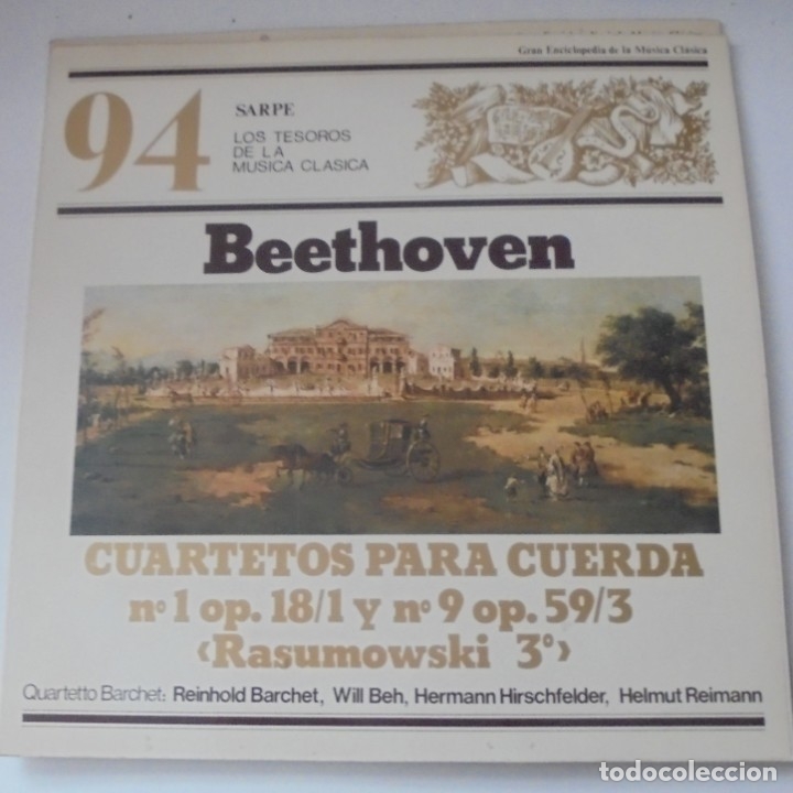 Disques de vinyle: BEETHOVEN - CUARTETOS PARA CUERDA ~ LOS TESOROS DE LA MUSICA CLASICA 94- LP -PORTADA ABIERTA