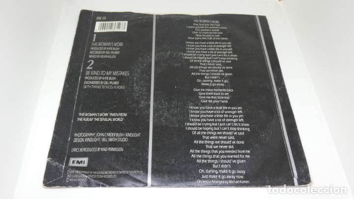 Discos de vinilo: DISCO SINGLE KATE BUSH . THIS WOMANS WORK - Foto 2