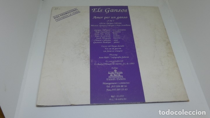 Discos de vinilo: DISCO SINGLE VINILO . ELS GANSOS . AMOR PER UN GANSO - Foto 2