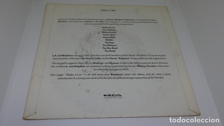 Discos de vinilo: DISCO SINGLE VINILO BABY FACE . TENDER LOVER . - Foto 2