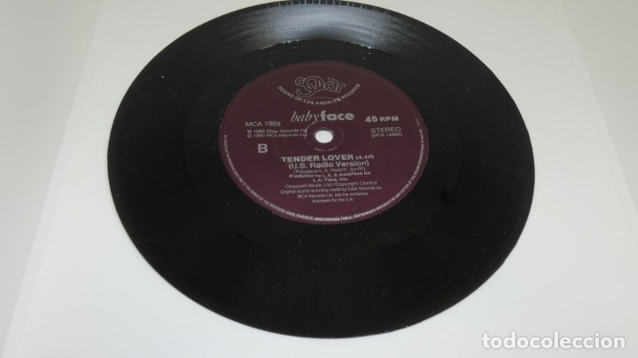 Discos de vinilo: DISCO SINGLE VINILO BABY FACE . TENDER LOVER . - Foto 3