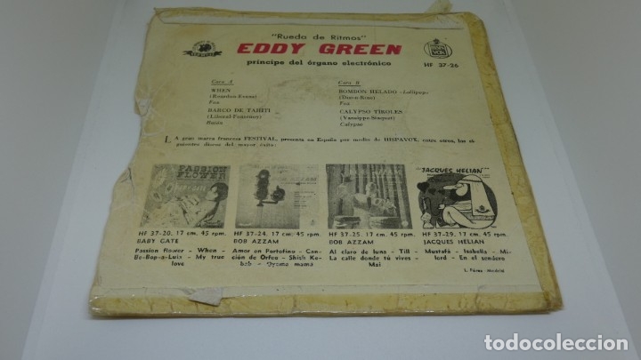 Discos de vinilo: DISCO SINGLE VINILO . ARENA DE RITMOS . EDDY GREEN . - Foto 2
