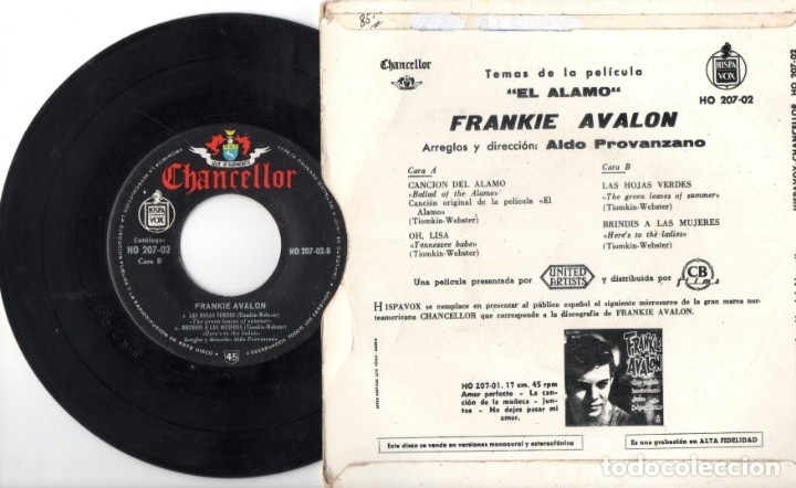 Discos de vinilo: El Alamo (Frankie Avalon). - Foto 2