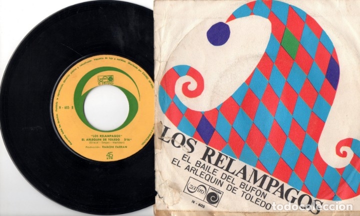 Discos de vinilo: Los Rel&aacute;mpagos: El baile del buf&oacute;n - El arlequ&iacute;n de Toledo - Foto 2