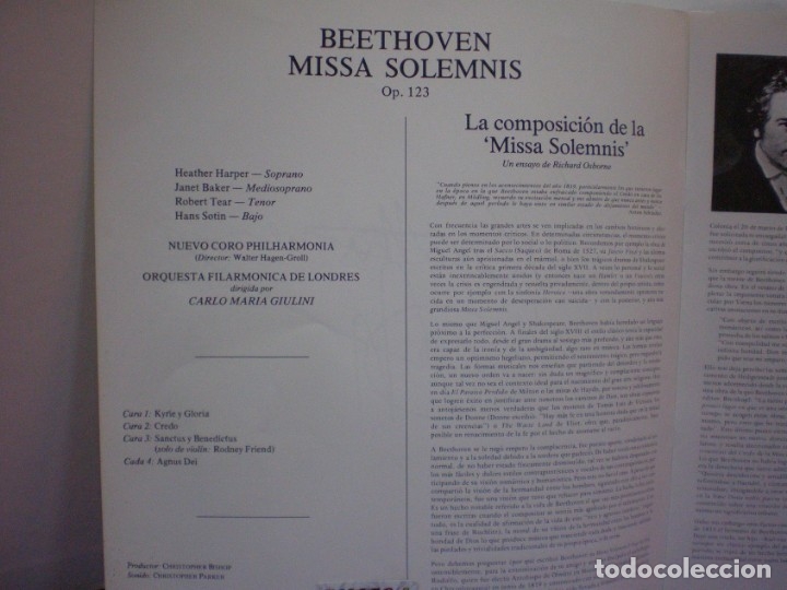 Discos de vinilo: Beethoven - Missa Solemnis - Giulini - 2xLPs - Foto 2