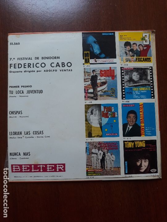Discos de vinilo: Federico Cabo- chispas +3- el belter 1965 - Foto 2