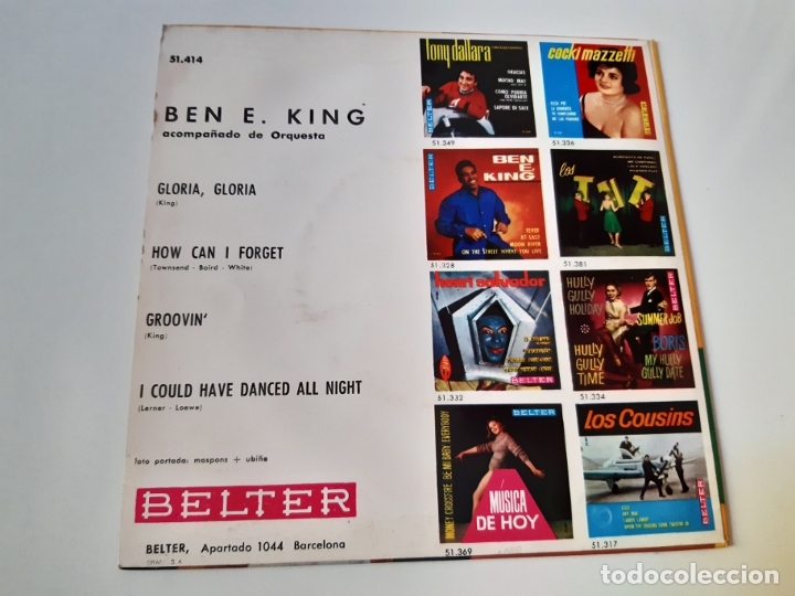 Discos de vinilo: BEN E KING GLORIA - SPAIN EP 1964- VINILO COMO NUEVO. - Foto 2 - 175027882