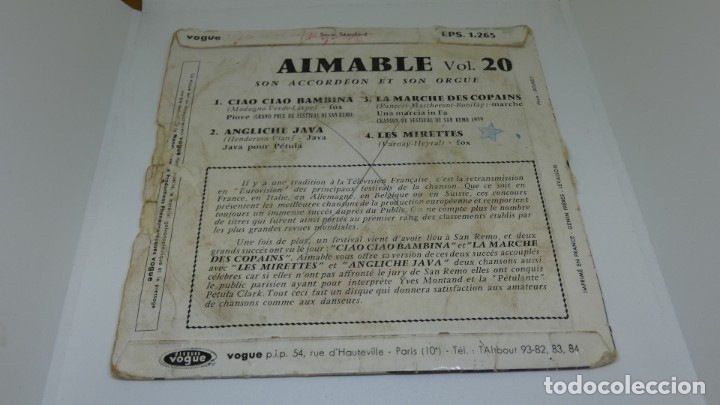 Discos de vinilo: DISCO SINGLE VINILO . CIAO CIAO BAMBINA . AIMABLE . - Foto 2