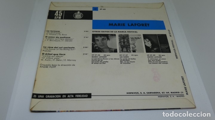 Discos de vinilo: DISCO SINGLE VINILO . MARIE LAFORET . A TERNURA . - Foto 2