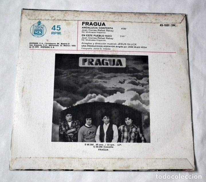 Discos de vinilo: SINGLE FRAGUA - ANDALUCIA CONTESTA - Foto 2