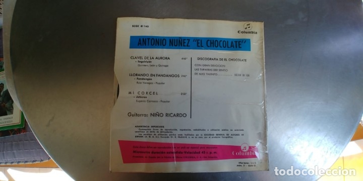 Discos de vinilo: EL CHOCOLATE-EP CLAVEL DE AURORA - Foto 2
