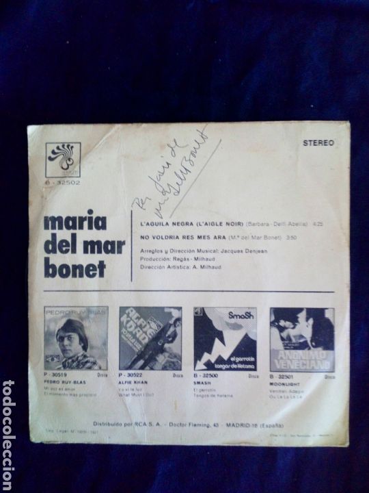Discos de vinilo: Mar&iacute;a del Mar Bonet single autografiado - Foto 2