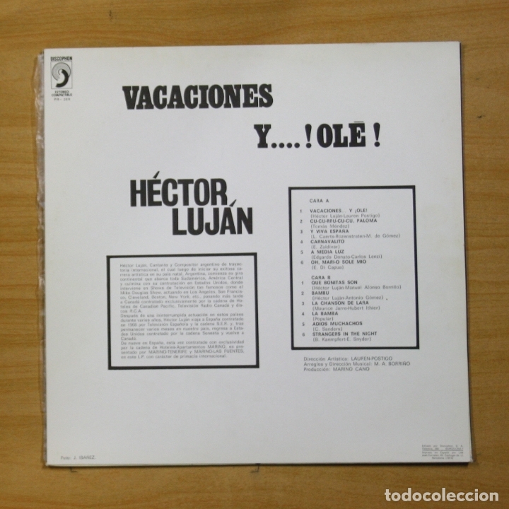 Discos de vinilo: HECTOR LUJAN - VACACIONES Y OLE - LP - Foto 2