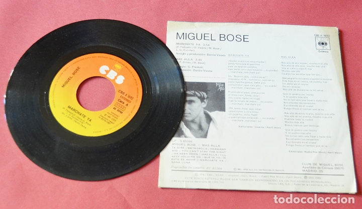 Discos de vinilo: MIGUEL BOSE - MARCHATE YA - Foto 2