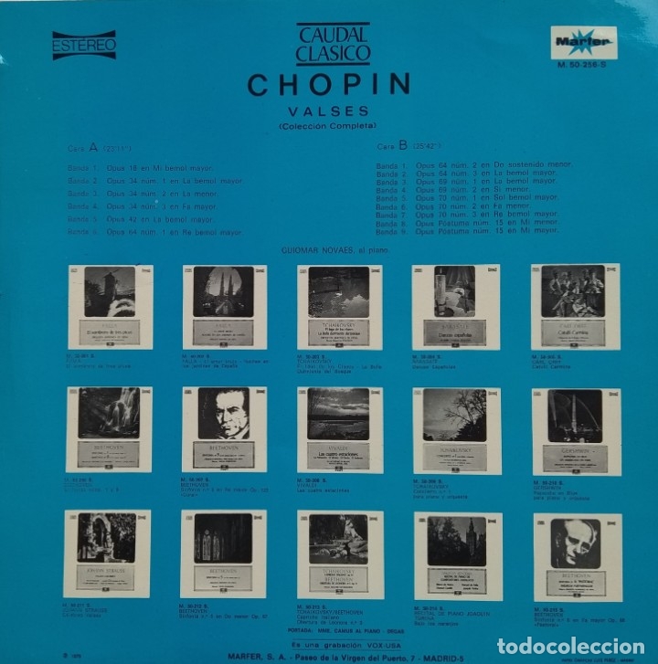 Discos de vinilo: &bull;	Chopin Valses  / Lp Marfer 1976 - Foto 2